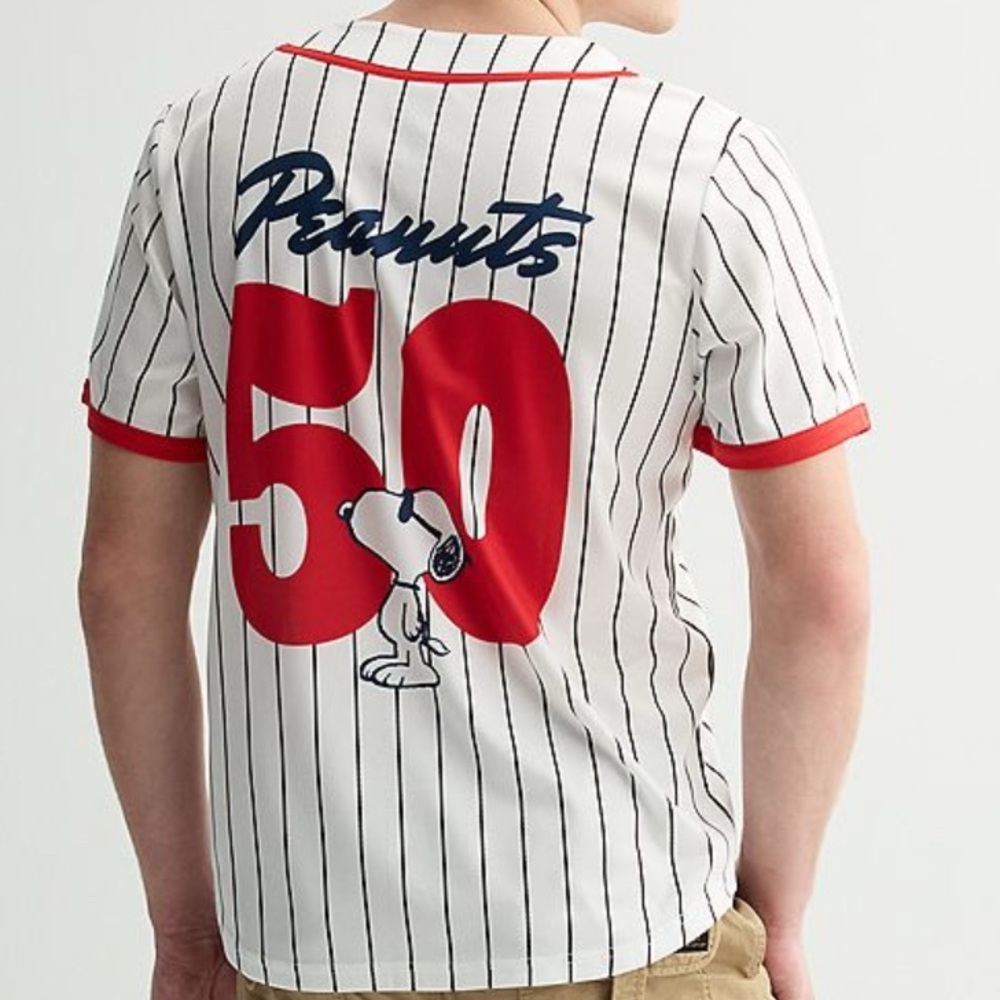 Peanuts Snoopy 1950 Baseball Jersey with Red Accents- New